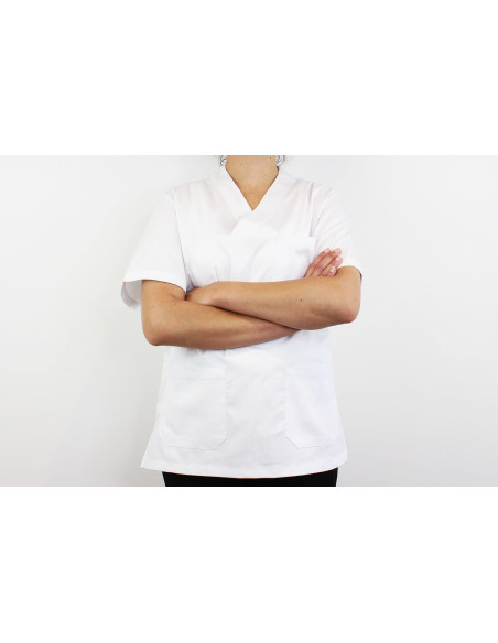 Egochef Leonardo valkoinen 100 % puuvillainen lyhythihainen unisex-keittiötakki.