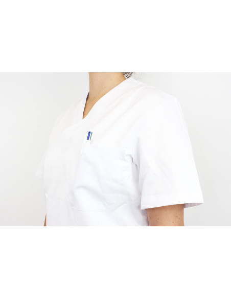 Chaqueta de cocina unisex de manga corta Egochef Leonardo blanca 100% algodón