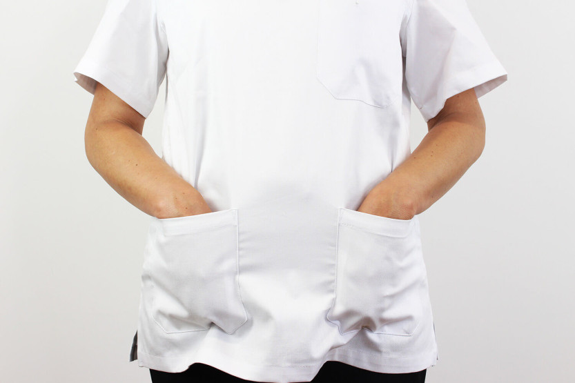 Egochef Leonardo vit kortärmad unisex köksjacka i 100% bomull