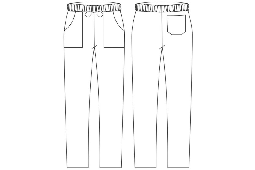 Egochef Coulisse mustat polyesteristä ja puuvillasta valmistetut unisex-keittiöhousut, joissa on taskut.