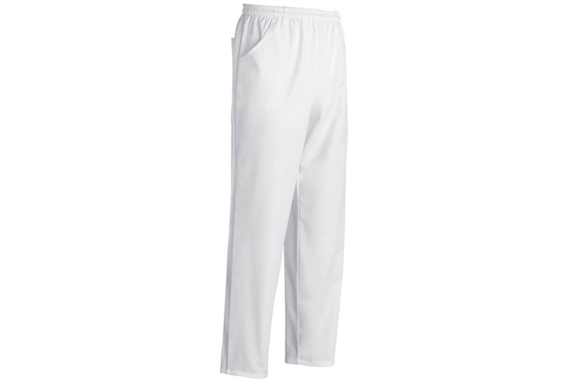 Unisex-Kochhose Egochef Coulisse weiß 100% Baumwolle mit Taschen