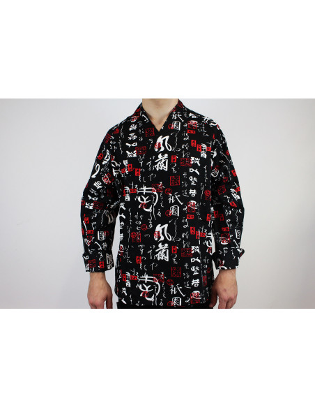 Chaqueta de cocina unisex Egochef Sushi personajes japoneses kimono 100% algodón manga larga