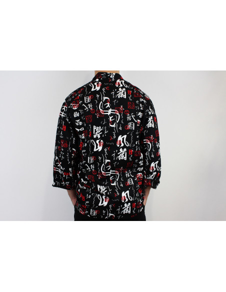 Unisex kjøkkenjakke Egochef Sushi japanske tegn kimono 100% bomull lange ermer