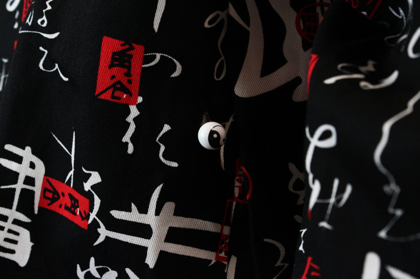 Unisex kjøkkenjakke Egochef Sushi japanske tegn kimono 100% bomull lange ermer