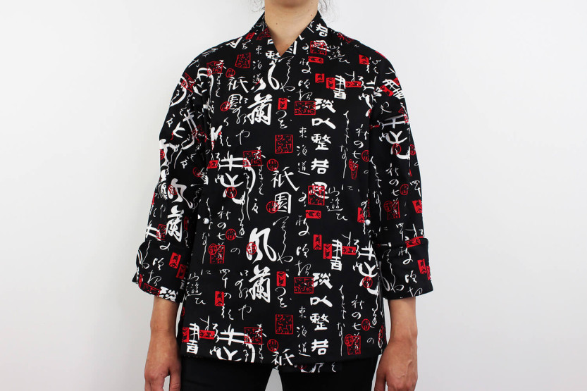 Chaqueta de cocina unisex Egochef Sushi personajes japoneses kimono 100% algodón manga larga