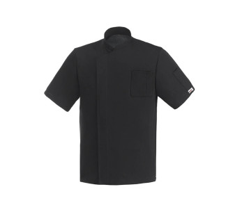 Chaqueta de cocina unisex de manga corta Egochef Pizzaiolo negra 100% Air Plus