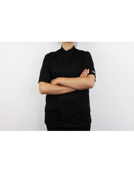 Egochef Pizzaiolo preto 100% Air Plus casaco de cozinha unissexo de manga curta