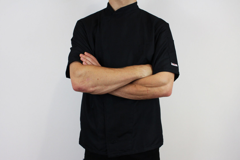 Egochef Ottavio Air Plus svart 100% mikrofiber kortärmad unisex köksjacka