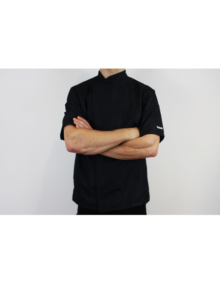 Egochef Ottavio Air Plus svart unisex kjøkkenjakke i 100 % mikrofiber med korte ermer