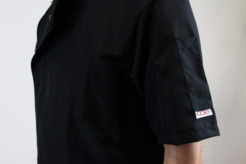 Egochef Ottavio Air Plus svart 100% mikrofiber kortärmad unisex köksjacka