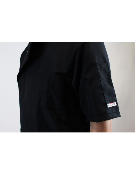 Egochef Ottavio Air Plus zwart 100% microfiber unisex keukenjas met korte mouwen