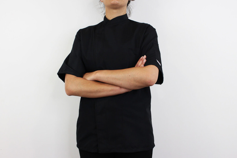 Egochef Ottavio Air Plus svart 100% mikrofiber kortärmad unisex köksjacka