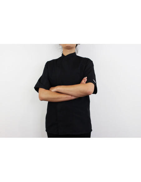 Egochef Ottavio Air Plus svart unisex kjøkkenjakke i 100 % mikrofiber med korte ermer
