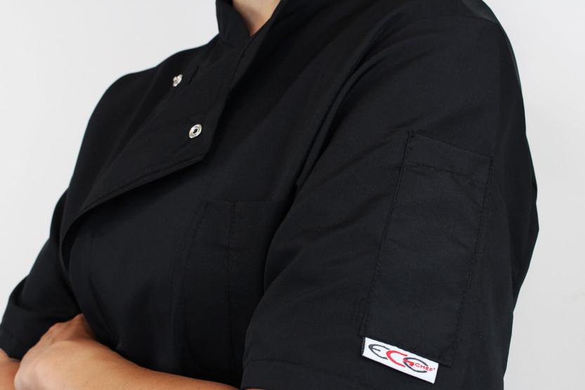 Egochef Ottavio Air Plus preto 100% microfibra casaco de cozinha unissexo de manga curta