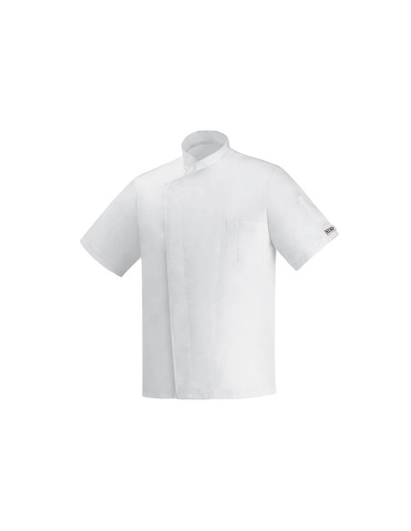 Chaqueta de cocina unisex de manga corta Egochef Ottavio Air Plus blanca 100% microfibra