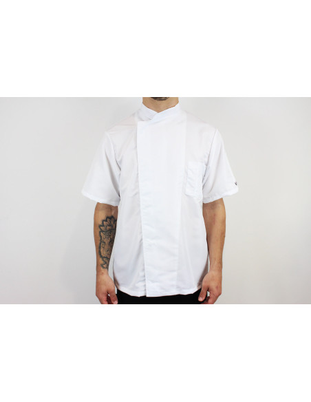 Egochef Ottavio Air Plus vit kortärmad unisex köksjacka i 100% mikrofiber