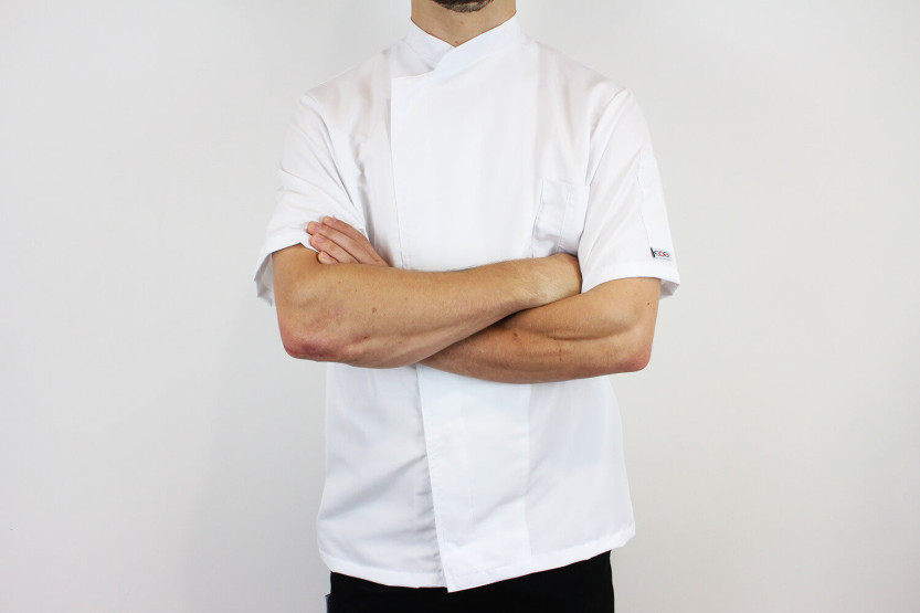 Egochef Ottavio Air Plus vit kortärmad unisex köksjacka i 100% mikrofiber