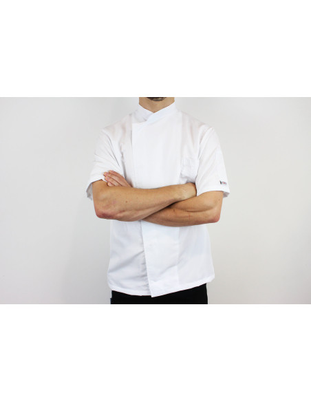 Egochef Ottavio Air Plus vit kortärmad unisex köksjacka i 100% mikrofiber