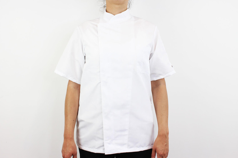 Egochef Ottavio Air Plus vit kortärmad unisex köksjacka i 100% mikrofiber