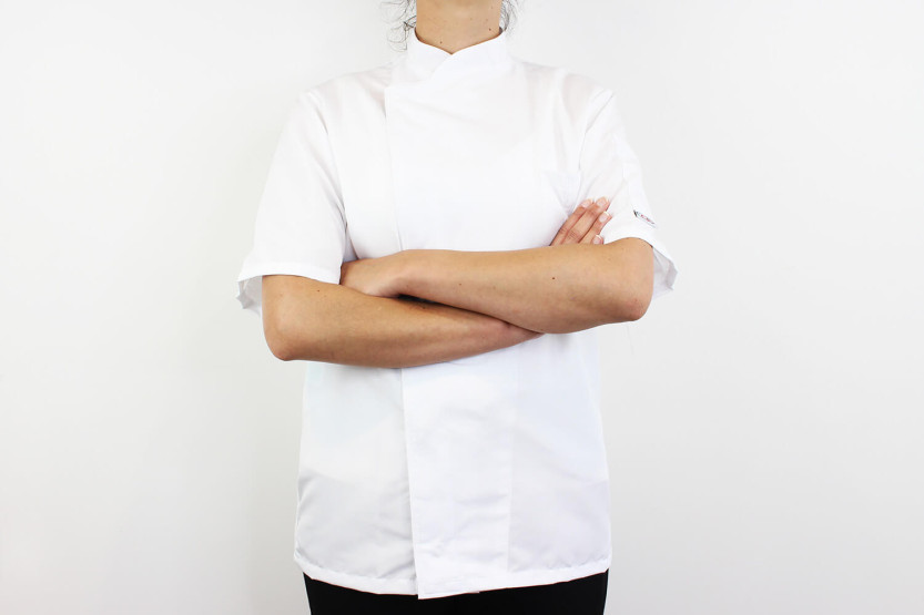 Egochef Ottavio Air Plus vit kortärmad unisex köksjacka i 100% mikrofiber