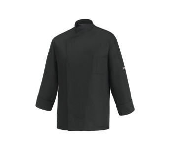 Chaqueta de cocina unisex de manga larga Egochef Ottavio Air Plus negra 100% microfibra
