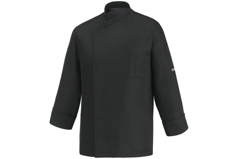 Egochef Ottavio Air Plus musta 100% mikrokuitua pitkähihainen unisex keittiötakki