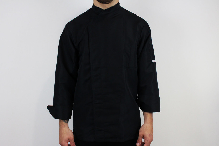 Egochef Ottavio Air Plus svart 100% mikrofiber långärmad unisex köksjacka