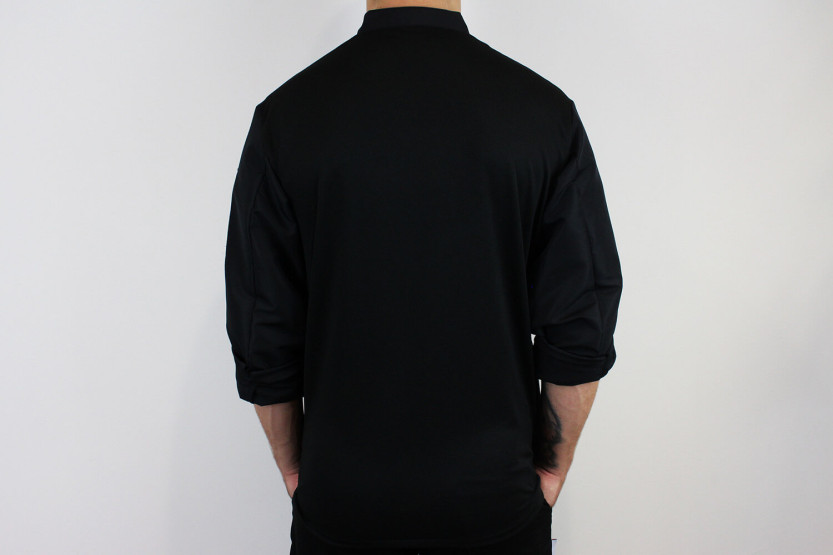 Egochef Ottavio Air Plus zwart 100% microfiber unisex keukenjas met lange mouwen