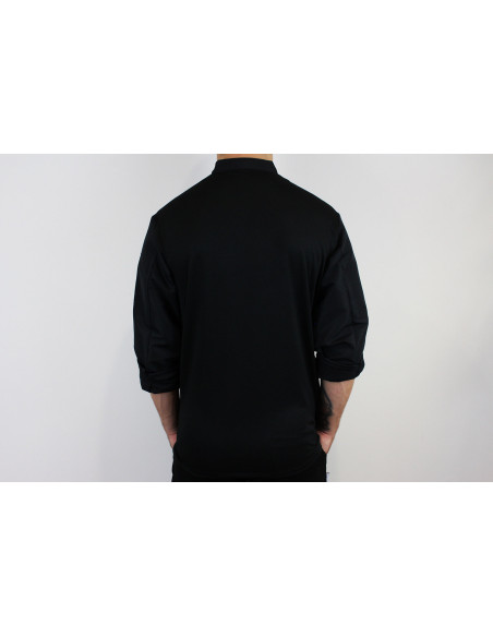 Egochef Ottavio Air Plus sort 100% mikrofiber langærmet unisex køkkenjakke