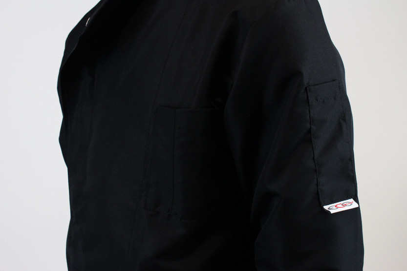 Egochef Ottavio Air Plus musta 100% mikrokuitua pitkähihainen unisex-keittiötakki