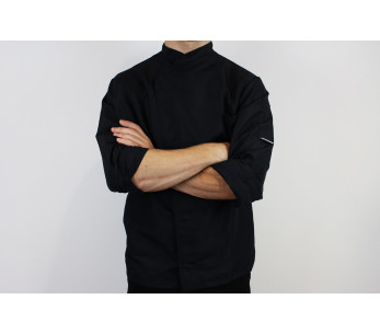 Egochef Ottavio Air Plus nero, 100% microfibra, giacca da cucina unisex a maniche lunghe 2