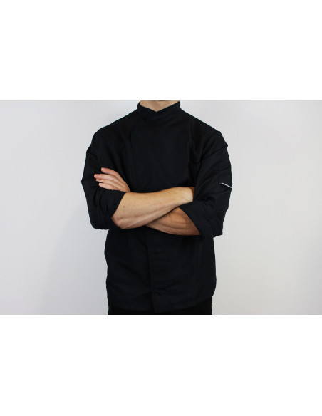 Egochef Ottavio Air Plus svart 100% mikrofiber långärmad unisex köksjacka