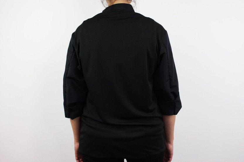 Egochef Ottavio Air Plus sort 100% mikrofiber langærmet unisex køkkenjakke