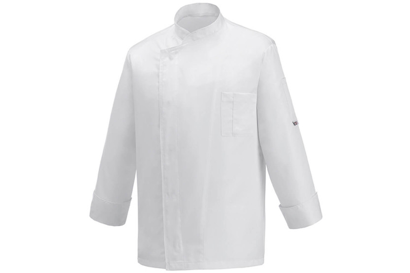 Egochef Ottavio Air Plus valkoinen 100% mikrokuitua pitkähihainen unisex-keittiötakki