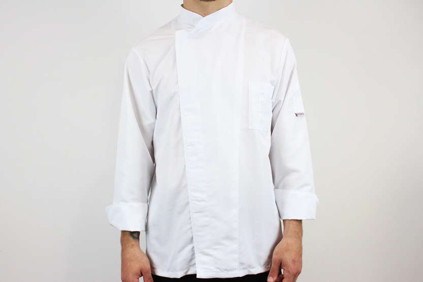 Egochef Ottavio Air Plus wit 100% microfiber unisex keukenjas met lange mouwen