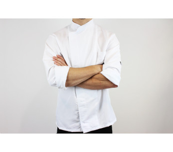 Chaqueta de cocina unisex de manga larga Egochef Ottavio Air Plus blanca 100% microfibra 2