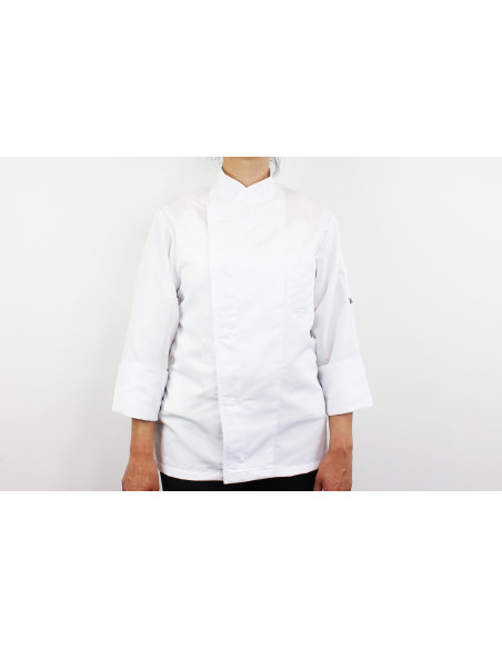 Egochef Ottavio Air Plus valkoinen 100% mikrokuitua pitkähihainen unisex-keittiötakki