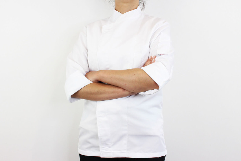 Egochef Ottavio Air Plus valkoinen 100% mikrokuitua pitkähihainen unisex-keittiötakki
