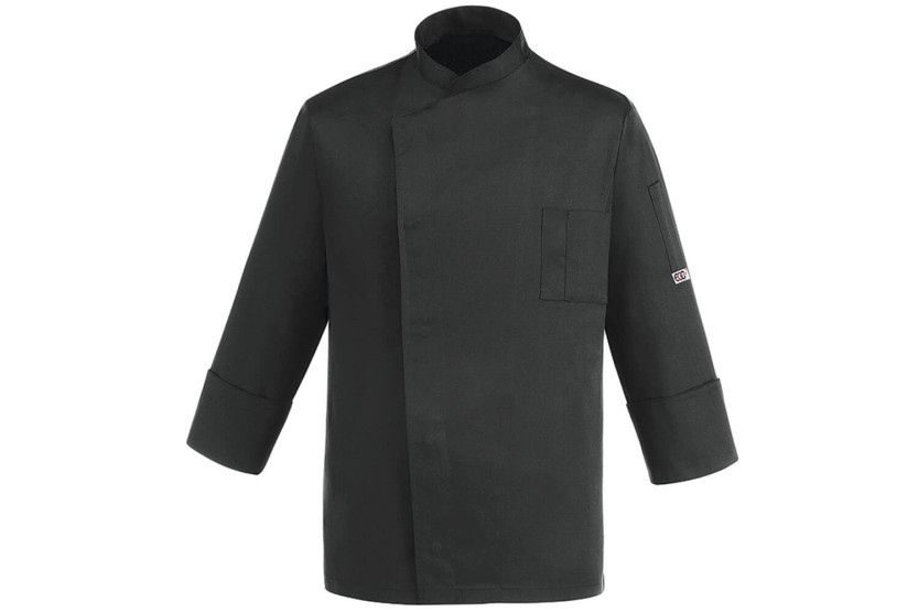 Unisex-Kochjacke Egochef Cheap Air Plus schwarz Polyester und Baumwolle langarm