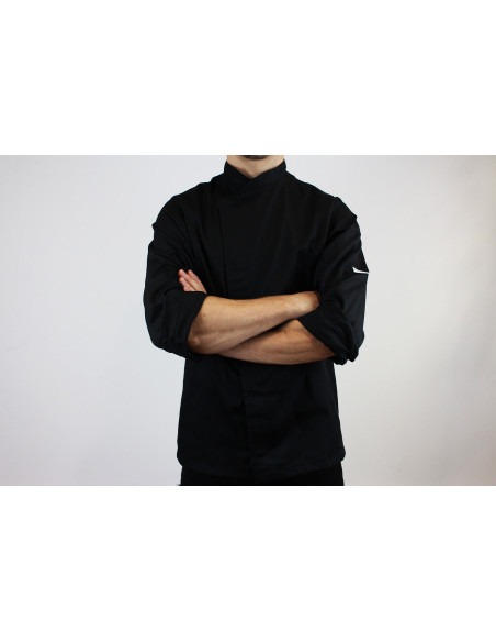 Egochef Cheap Air Plus svart långärmad unisex köksjacka i polyester och bomull