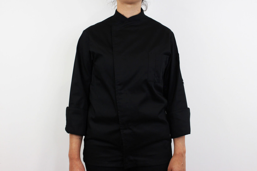 Egochef Cheap Air Plus svart langermet unisex kjøkkenjakke i polyester og bomull