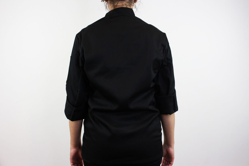 Egochef Cheap Air Plus svart långärmad unisex köksjacka i polyester och bomull