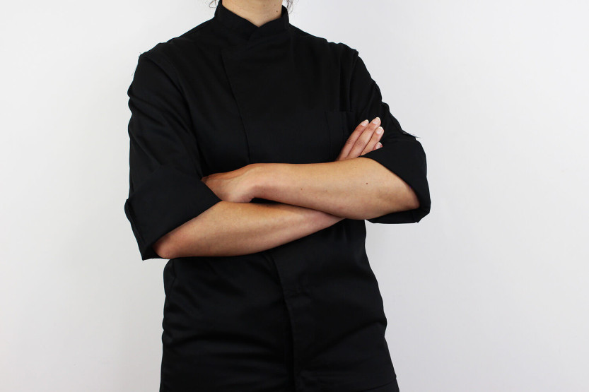 Egochef Cheap Air Plus svart långärmad unisex köksjacka i polyester och bomull