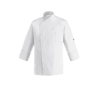Egochef Cheap Air Plus hvit langermet unisex kjøkkenjakke i polyester og bomull