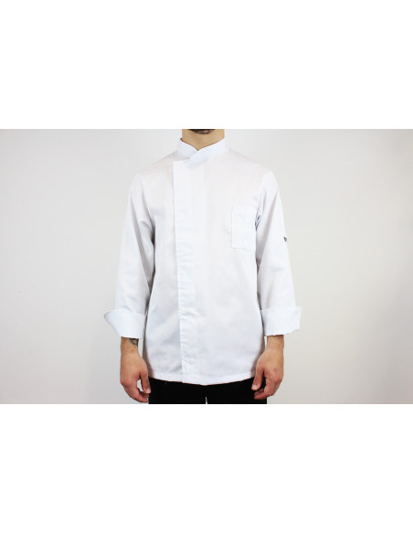Egochef Cheap Air Plus hvit langermet unisex kjøkkenjakke i polyester og bomull