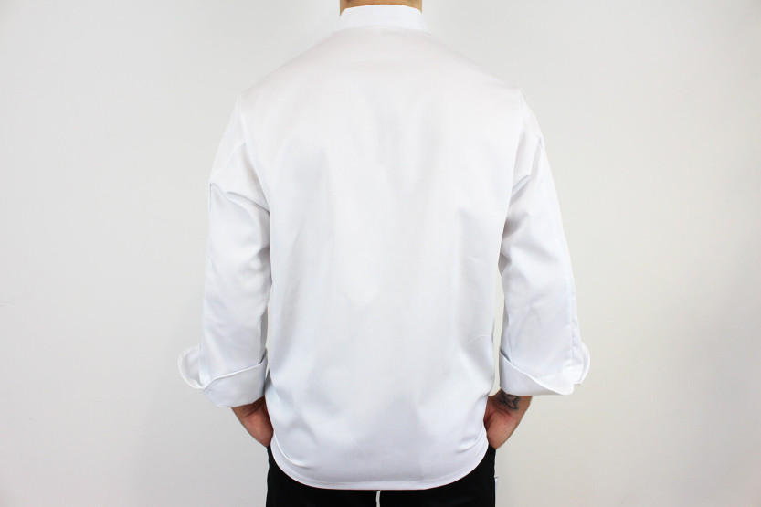 Egochef Cheap Air Plus hvit langermet unisex kjøkkenjakke i polyester og bomull