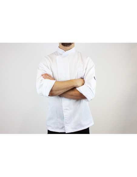 Egochef Cheap Air Plus witte unisex keukenjas van polyester en katoen met lange mouwen