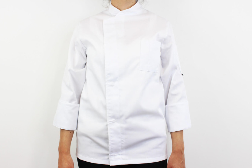 Egochef Cheap Air Plus vit långärmad unisex köksjacka i polyester och bomull