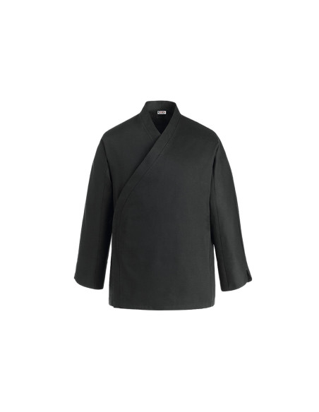 Egochef Sushi kimono negro de poliéster y algodón de manga larga chaqueta de cocina unisex
