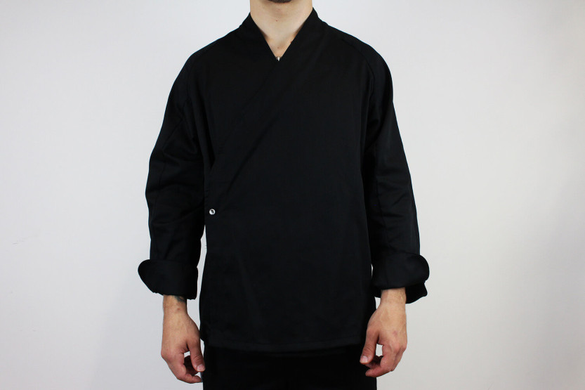Egochef Sushi svart kimono långärmad unisex köksjacka i polyester och bomull